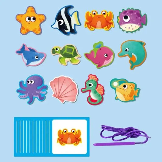 Sea Beading Wooden Lacing activity game Maskidz