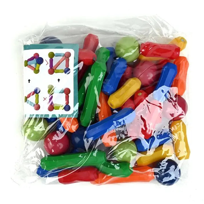 Magnetic Bar Blocks Set – 64 Pieces Maskidz