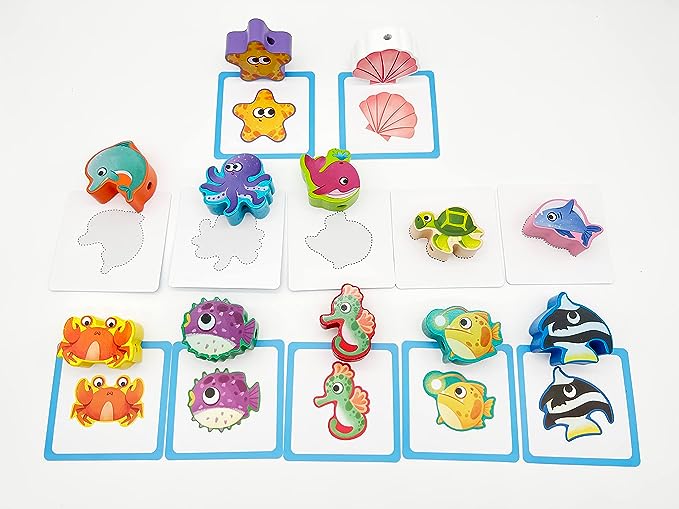 Sea Beading Wooden Lacing activity game Maskidz