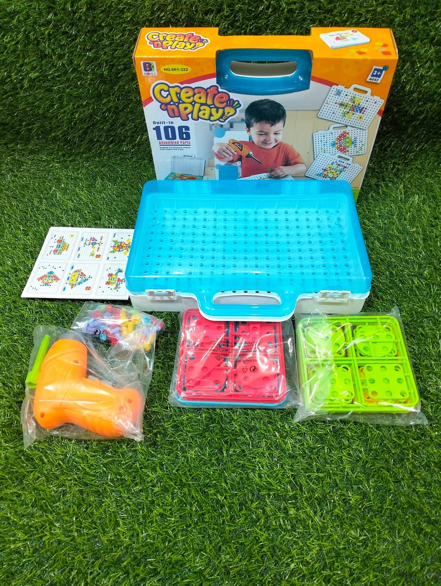 Drill and Design Toy Create n Play with Built in 106 Assembled Parts 661-322 maskidz-3dm