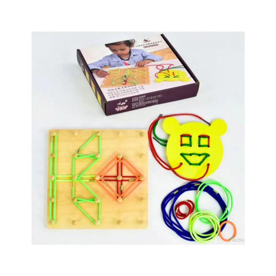 Wooden Geo Box Geoboard Lacing activity XHN-0017 Maskidz