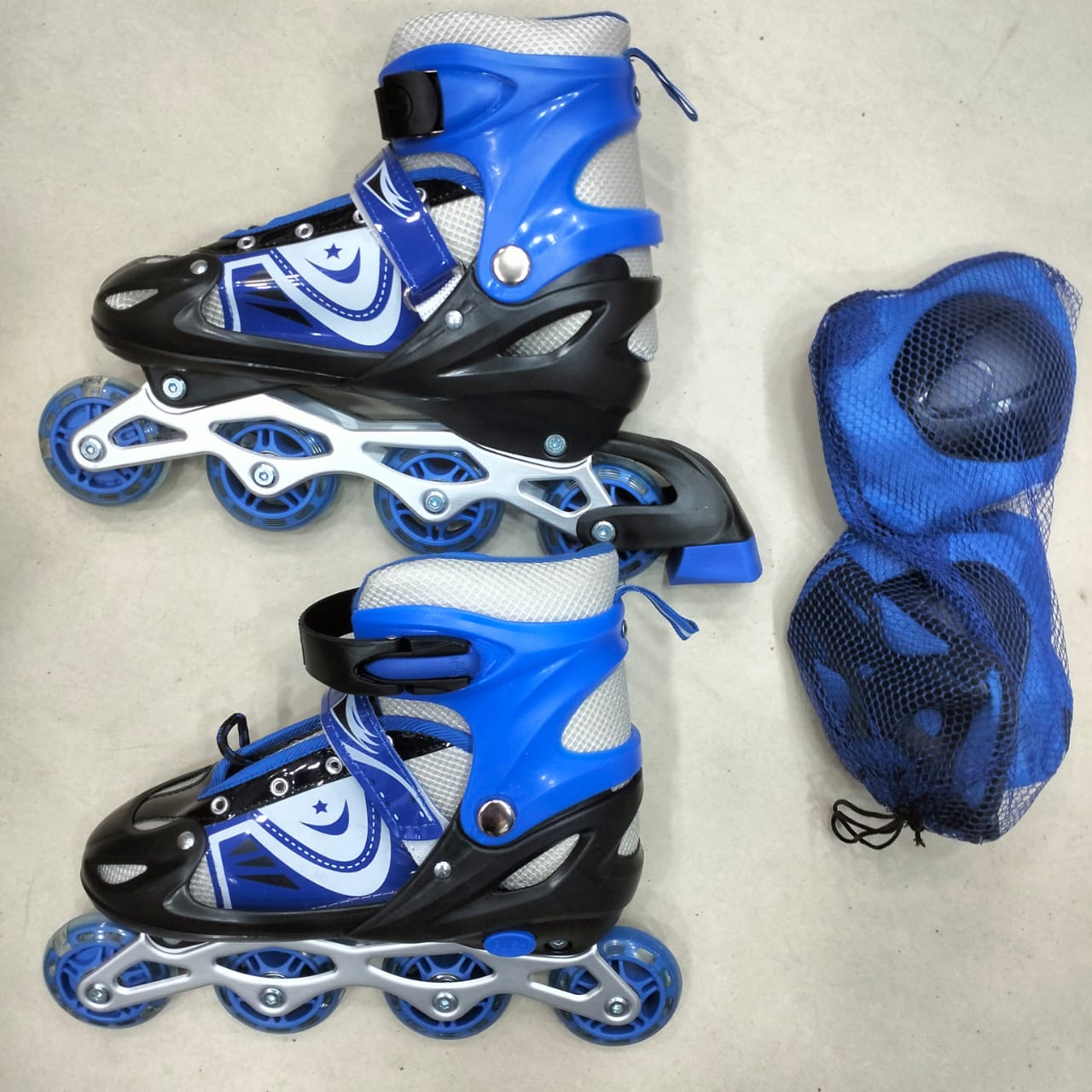 Adjustable Inline Roller Skates – Includes 6-Piece Safety Gear Set