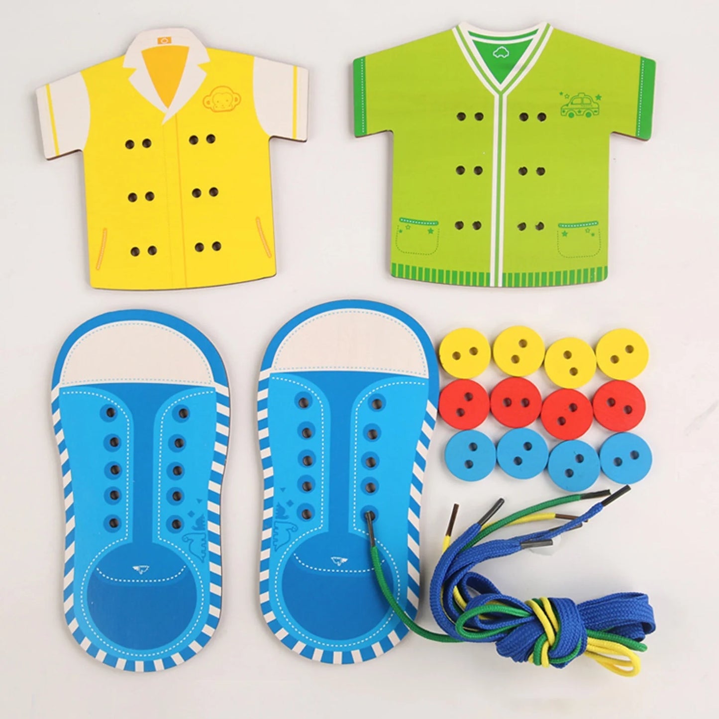 Wooden Lacing 4in1 Shoe and Cloth Button