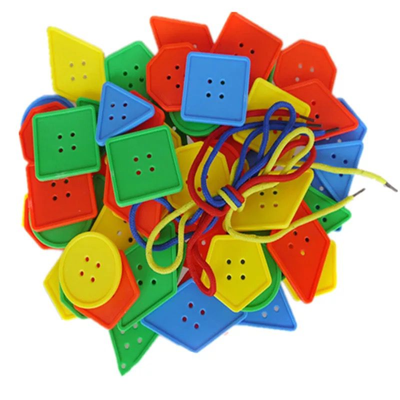 Button Lacing Toy HC-073 Geometric Shape Threading activities Maskidz