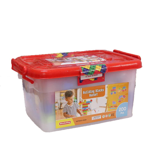 Building Block Bucket For Kids 200 Pieces Tub MAS KIDZ