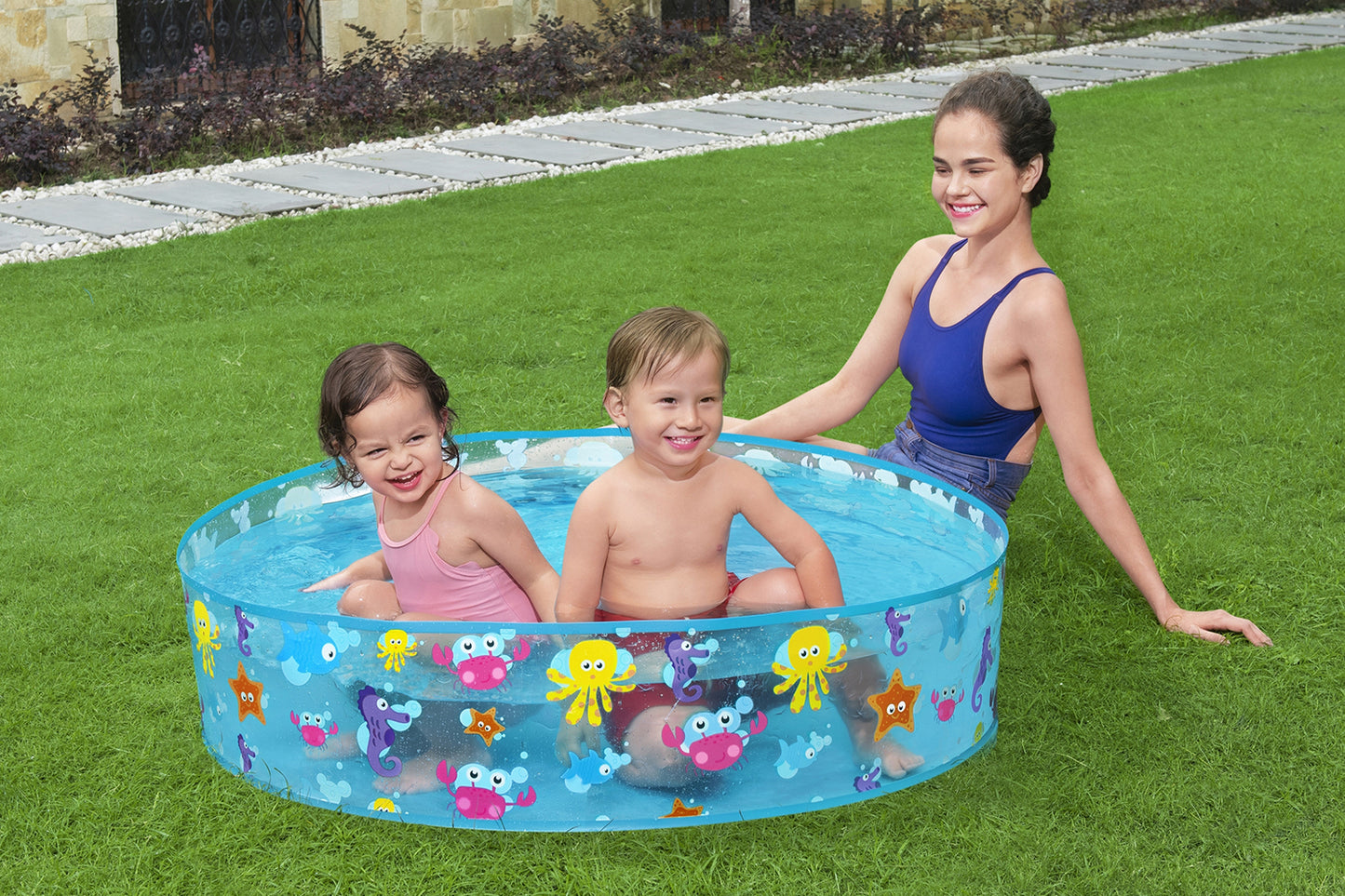 Bestway Inflatable Pool 48" x H10" 1.22m x H25cm 55028 Airless Swimming Pool Fill 'N Fun Sparking Sea Pool MAS KIDZ
