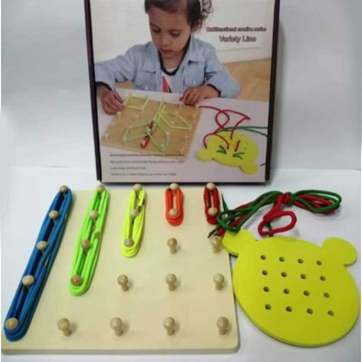 Wooden Geo Box Geoboard Lacing activity XHN-0017