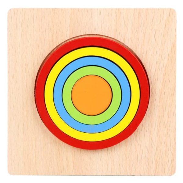 10 Colorful Geometrical Shape Wooden Puzzle Toy