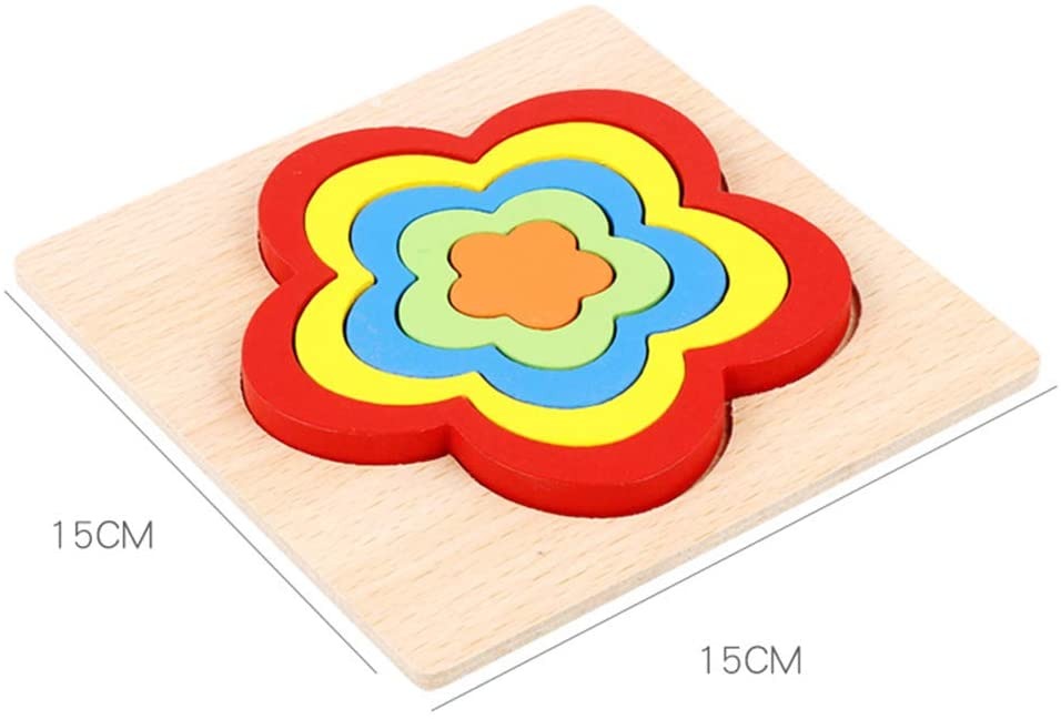 10 Colorful Geometrical Shape Wooden Puzzle Toy