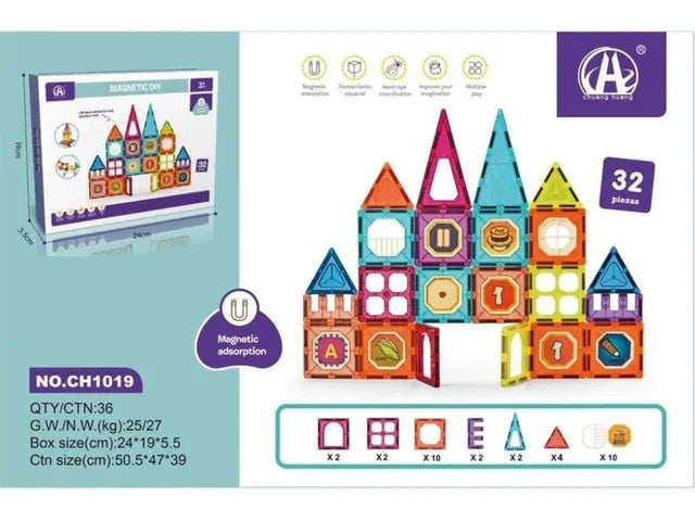 Magnetic Tiles 32 pieces CH1019 MAS KIDZ
