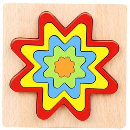 10 Colorful Geometrical Shape Wooden Puzzle Toy