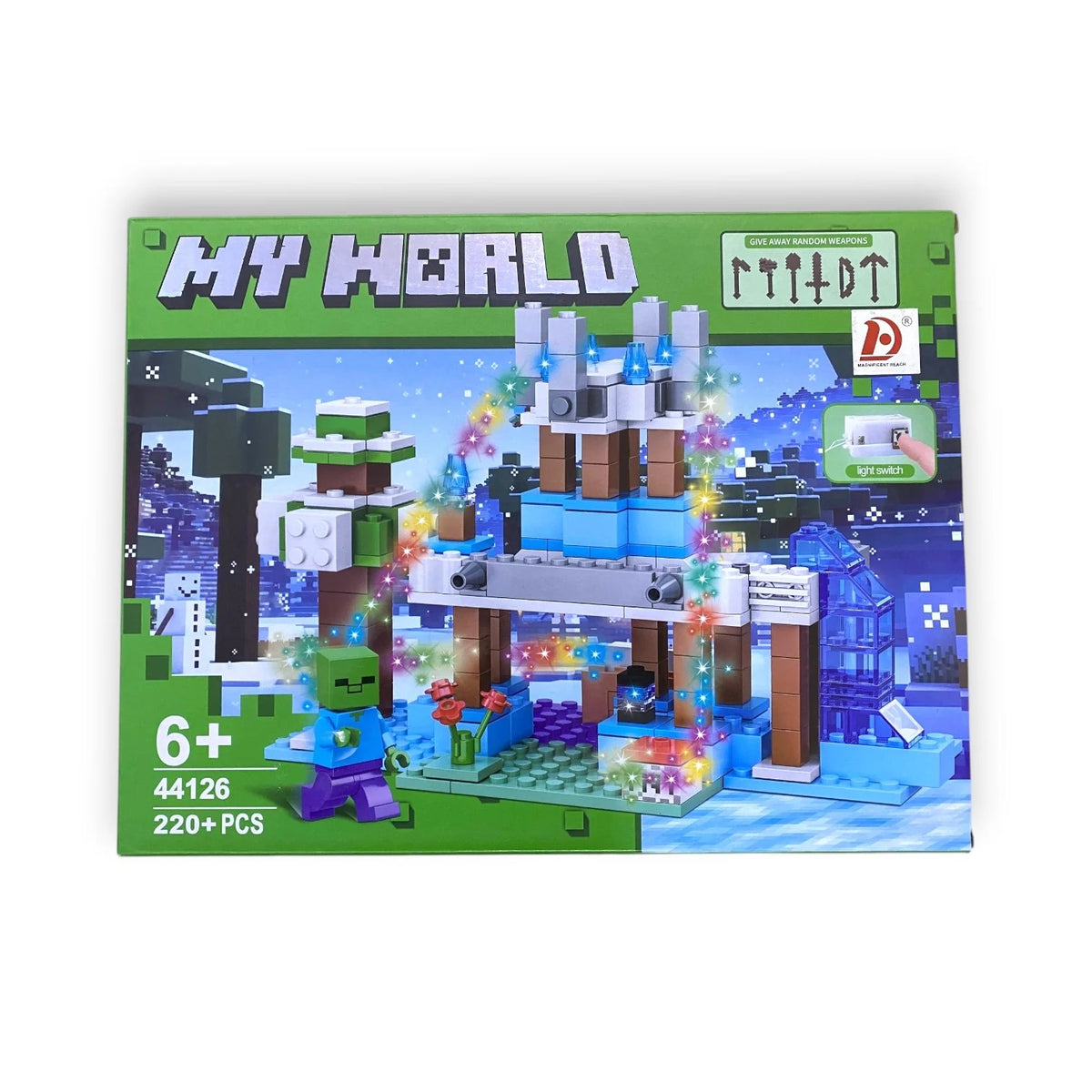 44126 My World Minecraft 220 pieces Minecraft-Inspired Light-Up Building Blocks Set| Winter Castle Construction Toy for Kids