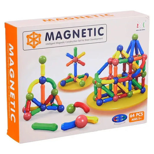 Magnetic Bar Blocks Set – 64 Pieces Maskidz