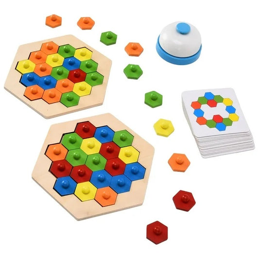 Wooden Honeycomb Shape Puzzles 2 Players Challenge Game