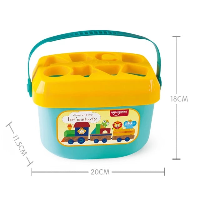 Baby Shape Sorter Bucket Toy – 16 Pcs Educational Blocks