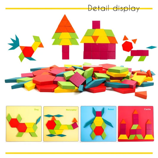 60 Pieces Puzzle Blocks Tangram Puzzle XL Size