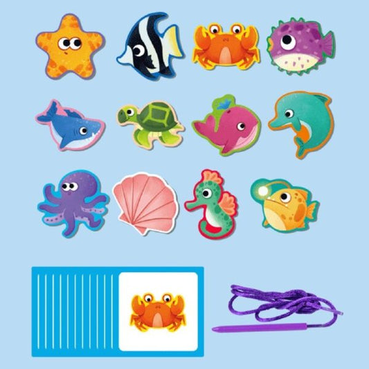 Sea Beading Wooden Lacing activity game Maskidz