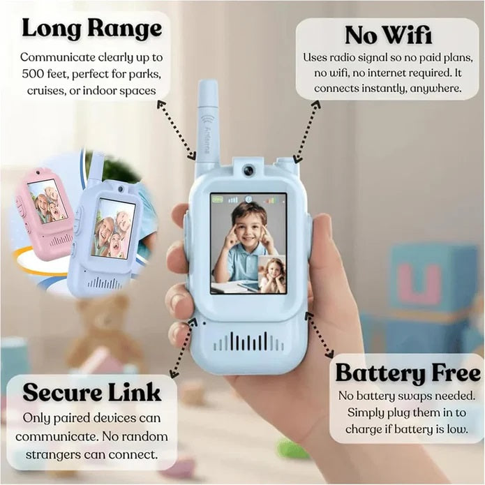 2-in-1 Kids Video Walkie Talkie with Camera & IPS Screen MAS KIDZ