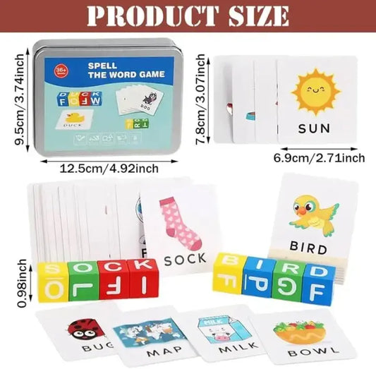 Spell The Word Game Wooden Tin Single Side 6589-1250 MAS KIDZ
