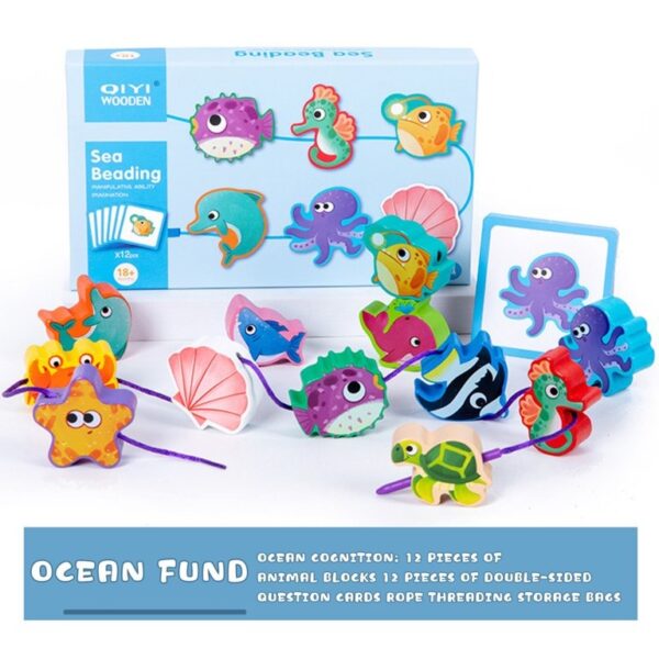 Sea Beading Wooden Lacing activity game