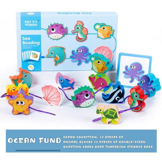 Sea Beading Wooden Lacing activity game