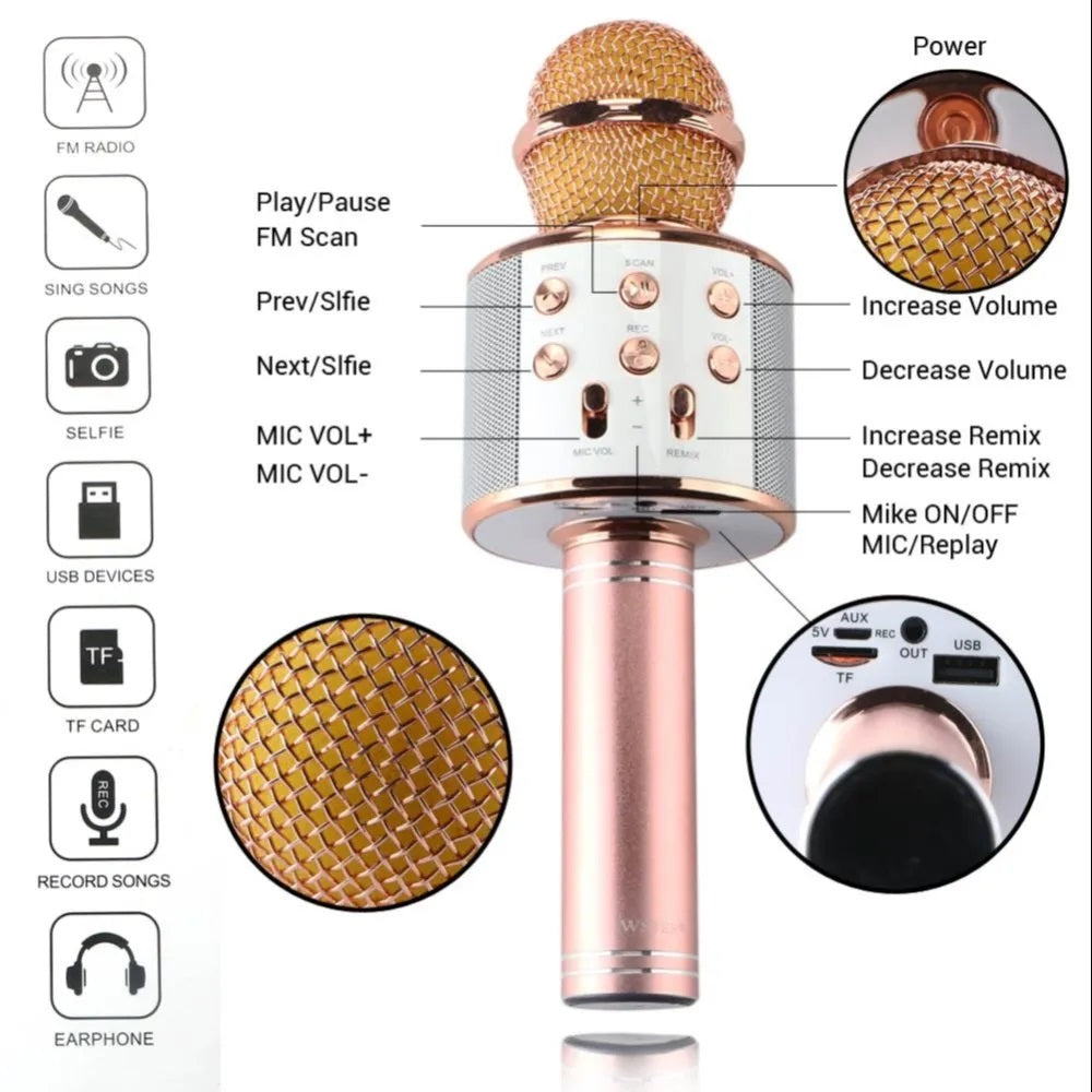 Wireless Microphone HIFI Speaker Bluetooth Singing Subwoofer Karaoke Handheld KTV WS-858 with voice changing function