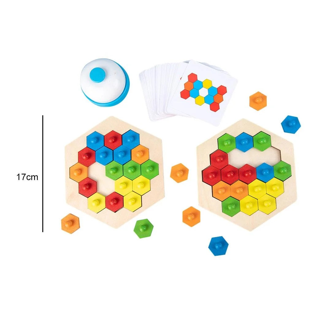 Wooden Honeycomb Shape Puzzles 2 Players Challenge Game