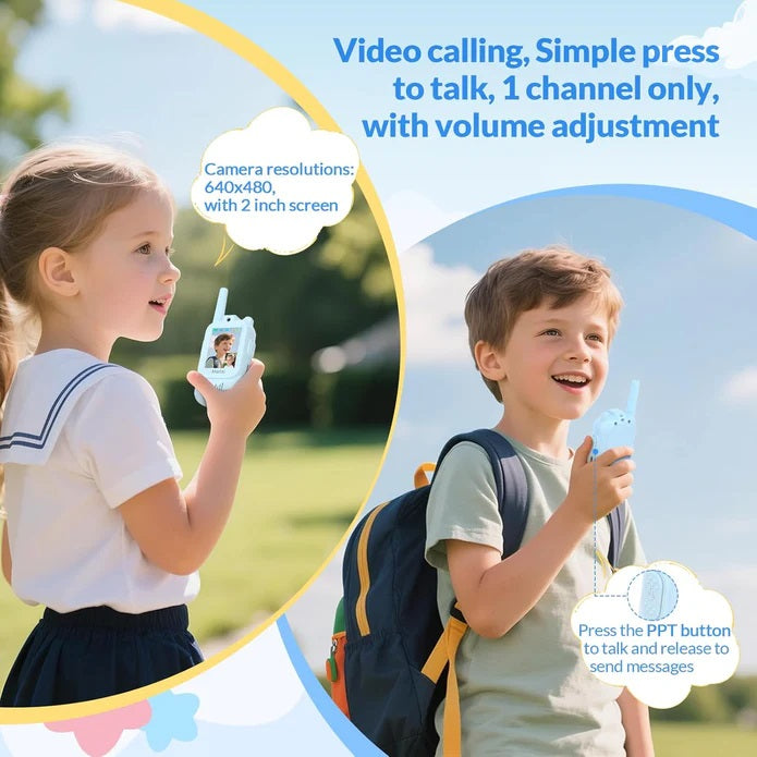 2-in-1 Kids Video Walkie Talkie with Camera & IPS Screen MAS KIDZ