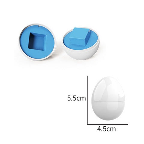 Two blue and white objects with measurement details on a white background
