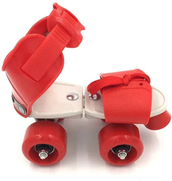 Adjustable Beginner Quad Roller Skates for Kids – 2 Rows 4-Wheel Training Skates with Safety Straps