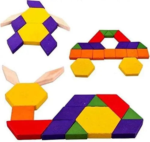 60 Pieces Puzzle Blocks Wooden Toys Tangrams Puzzles Small Size MAS KIDZ