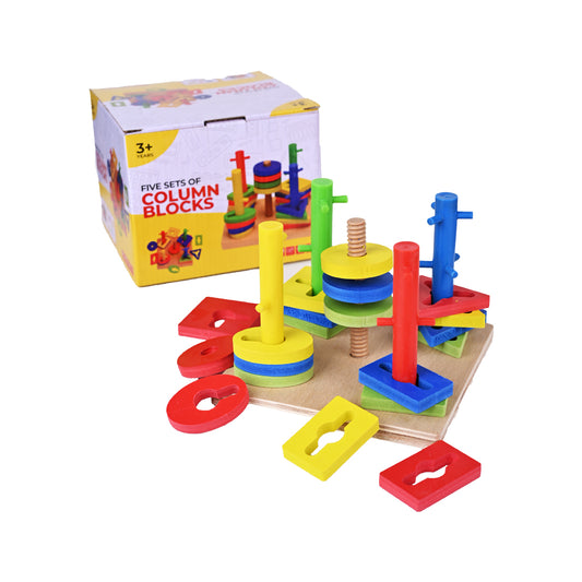Wooden Five Sets of Column Blocks