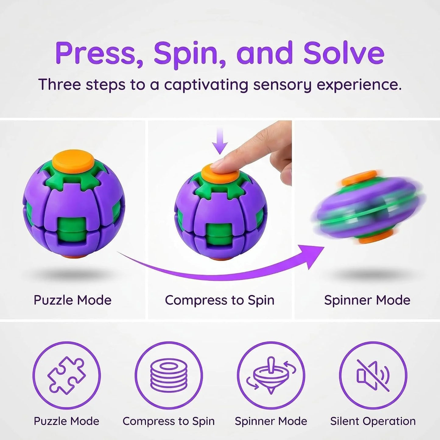 Spinning Flat Ball 3D Spinning Fidget Ball Toy MAS KIDZ