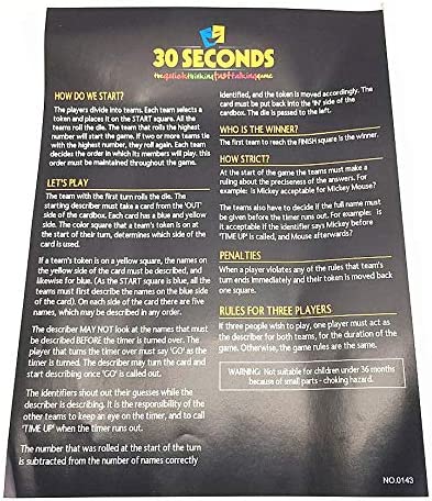 30 SECONDS Board Game Senior No 0143