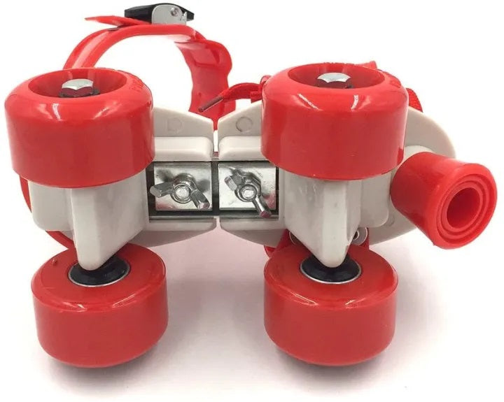 Adjustable Beginner Quad Roller Skates for Kids – 2 Rows 4-Wheel Training Skates with Safety Straps