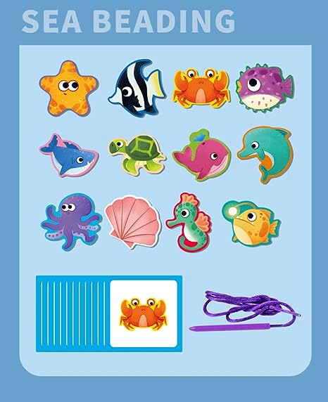 Sea Beading Wooden Lacing activity game