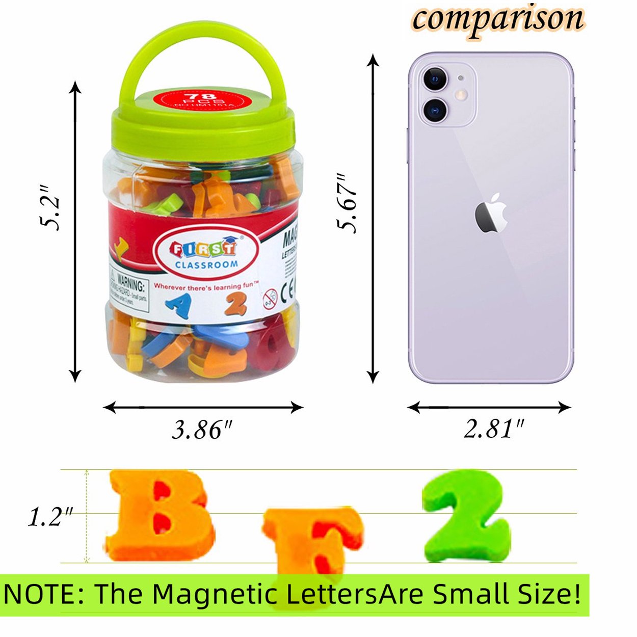 Magnetic Letters Numbers and symbol for Kids 78 pieces Fridge Magnets Alphabet Colorful Plastic ABC 123 in jar Educational Toy Set