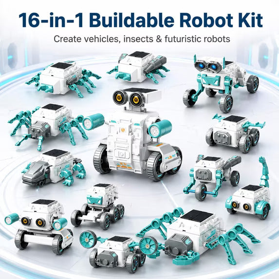 16-in-1 Solar Robot Kit No 713– DIY STEM Educational Building Toy for Kids 8+