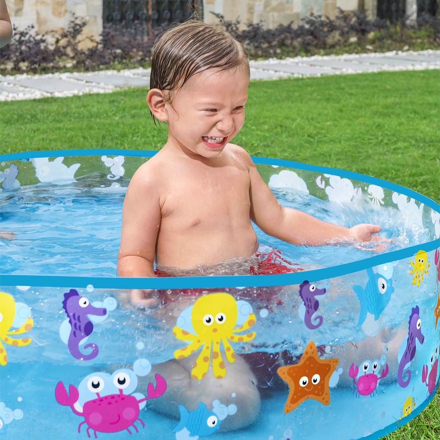 Bestway Inflatable Pool 48" x H10" 1.22m x H25cm 55028 Airless Swimming Pool Fill 'N Fun Sparking Sea Pool MAS KIDZ