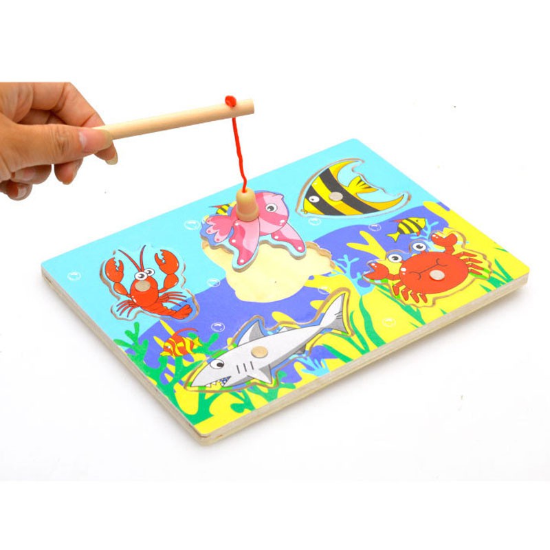 Magnetic Fishing Catch Wooden board 8 piece