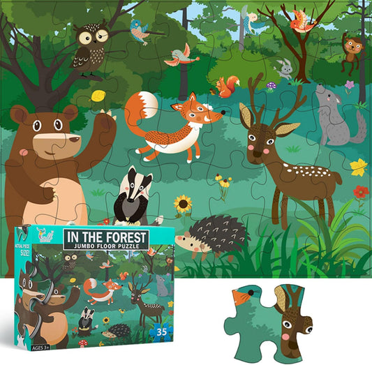 35 Pcs In The Forest Jumbo Floor Puzzle for Kids (Ages 3+) | Educational Large Jigsaw Animal Puzzle Toy for Toddlers MAS KIDZ