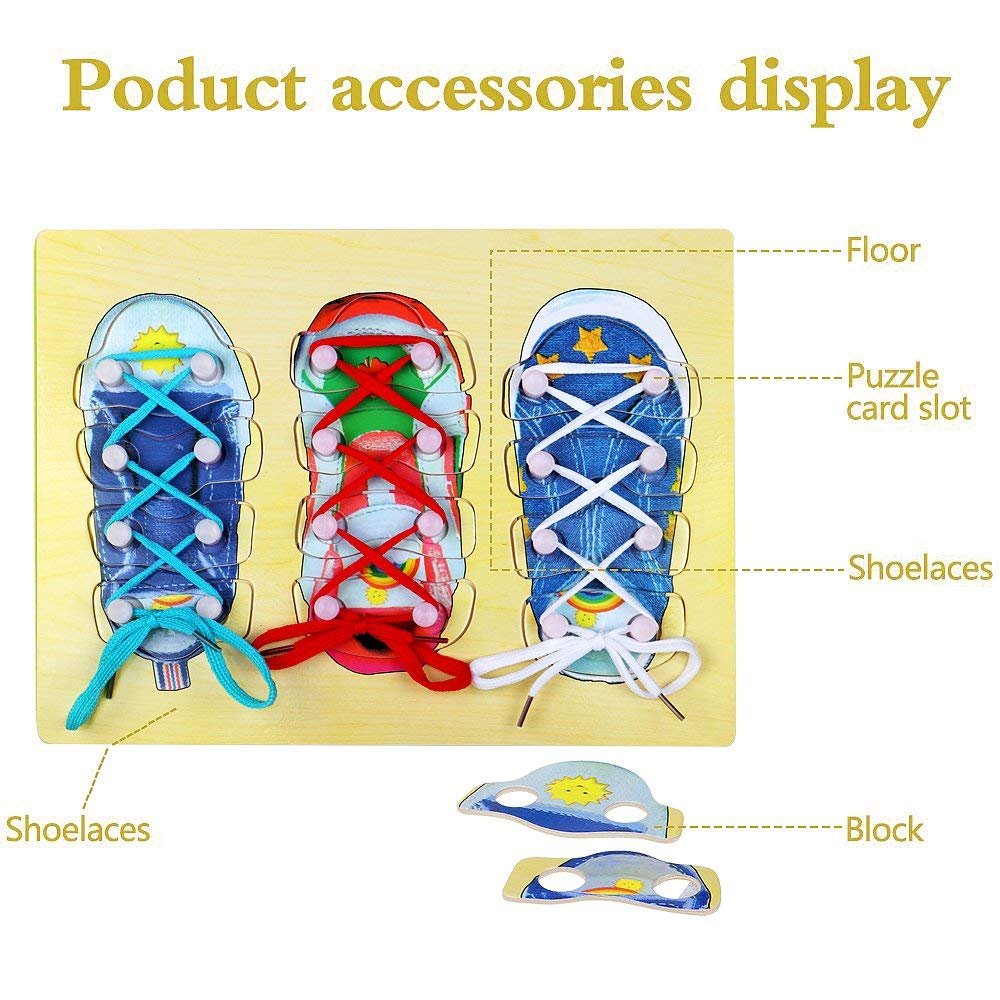 Shoe Lacing wooden puzzle Board