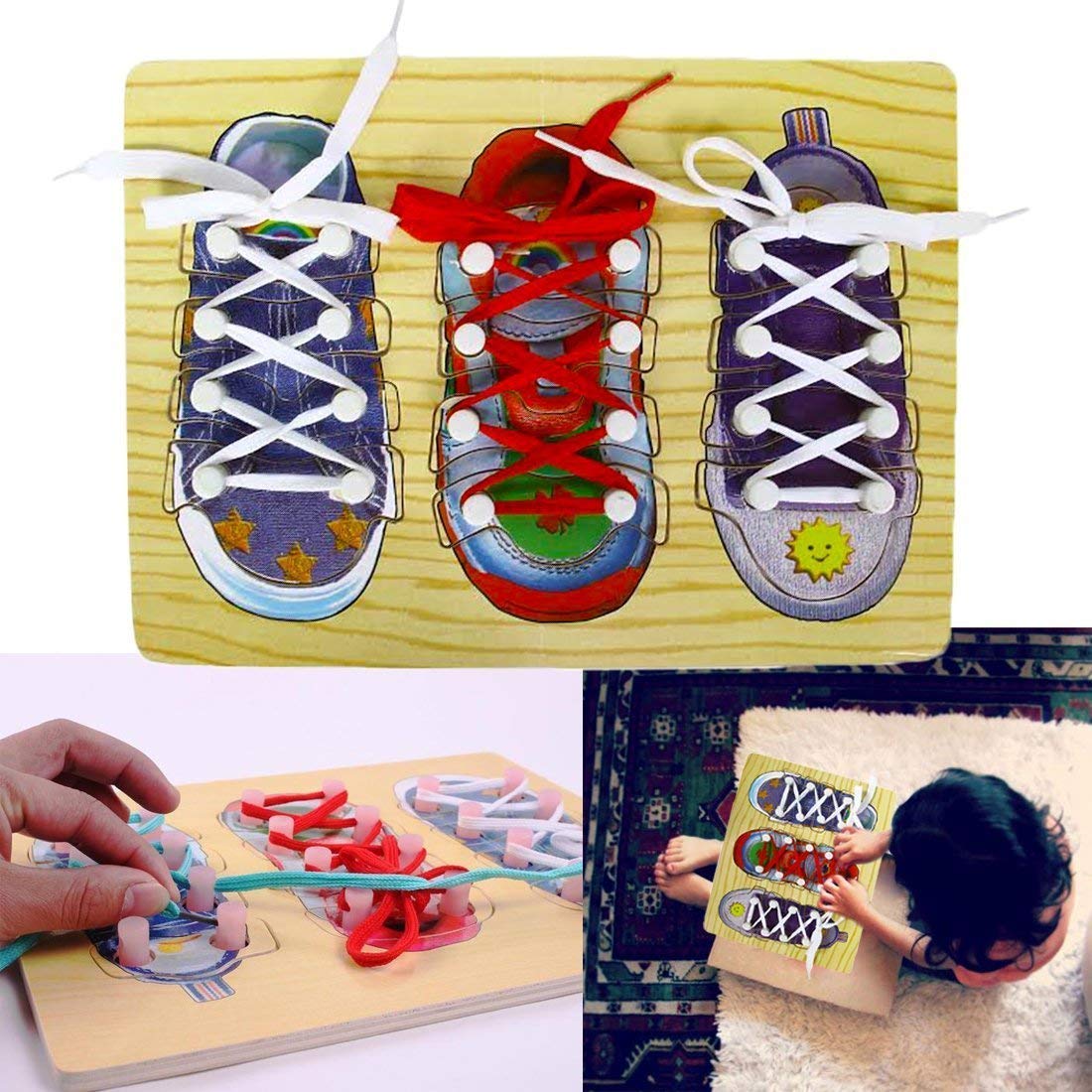 Shoe Lacing wooden puzzle Board
