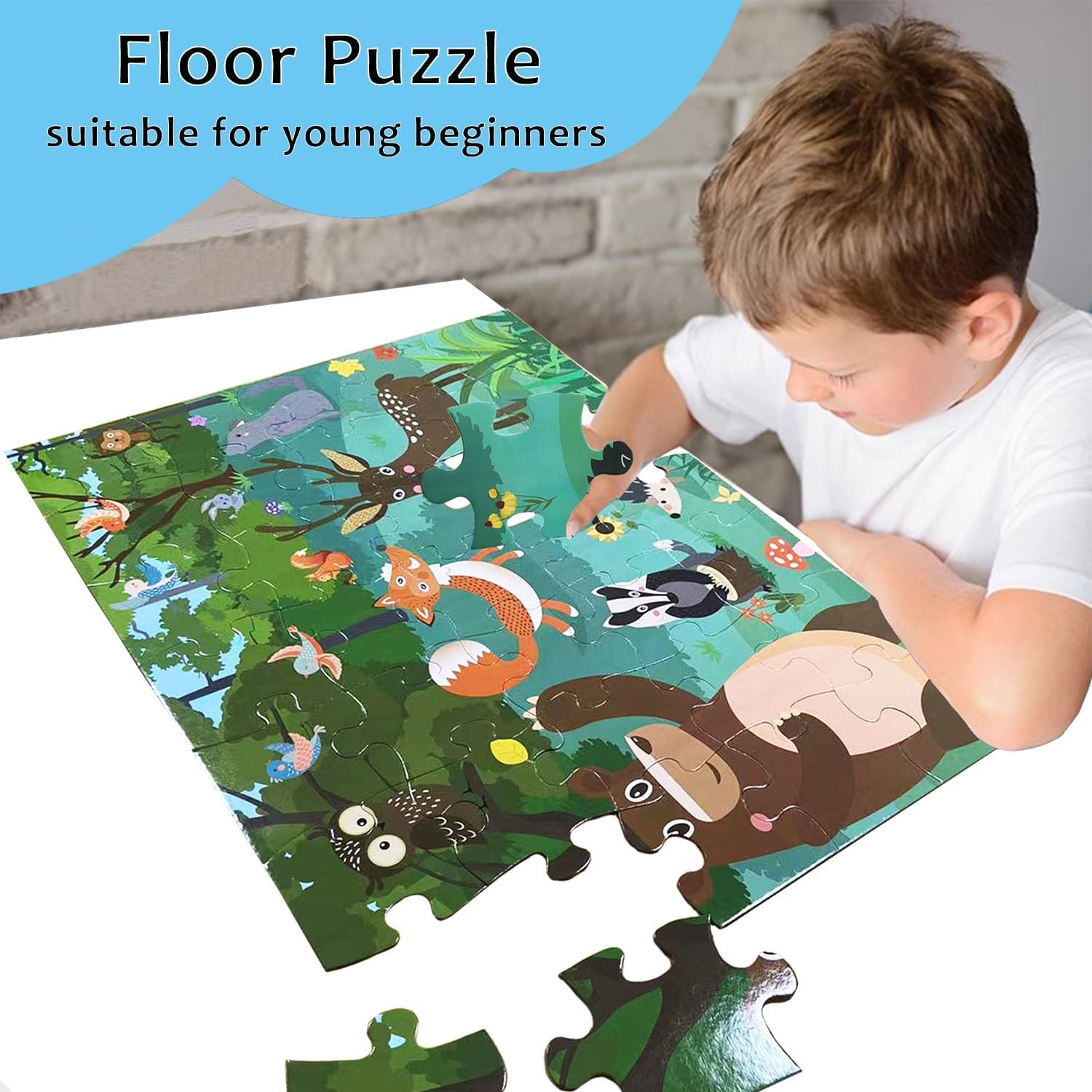 35 Pcs In The Forest Jumbo Floor Puzzle for Kids (Ages 3+) | Educational Large Jigsaw Animal Puzzle Toy for Toddlers MAS KIDZ