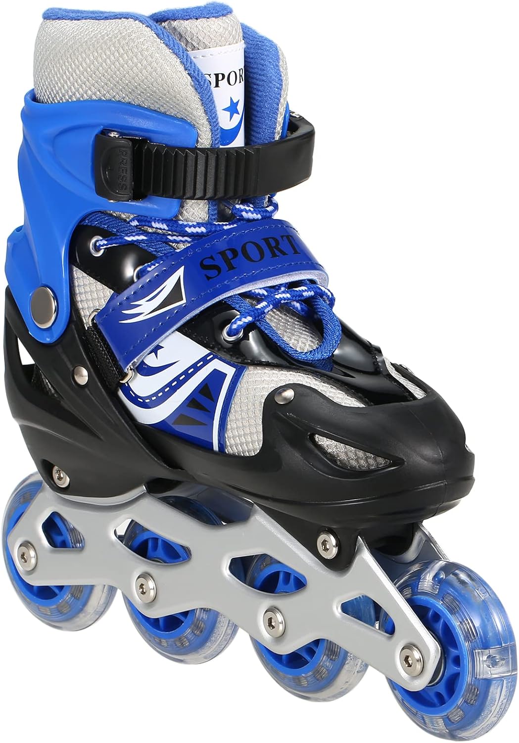 Adjustable Inline Roller Skates – Includes 6-Piece Safety Gear Set