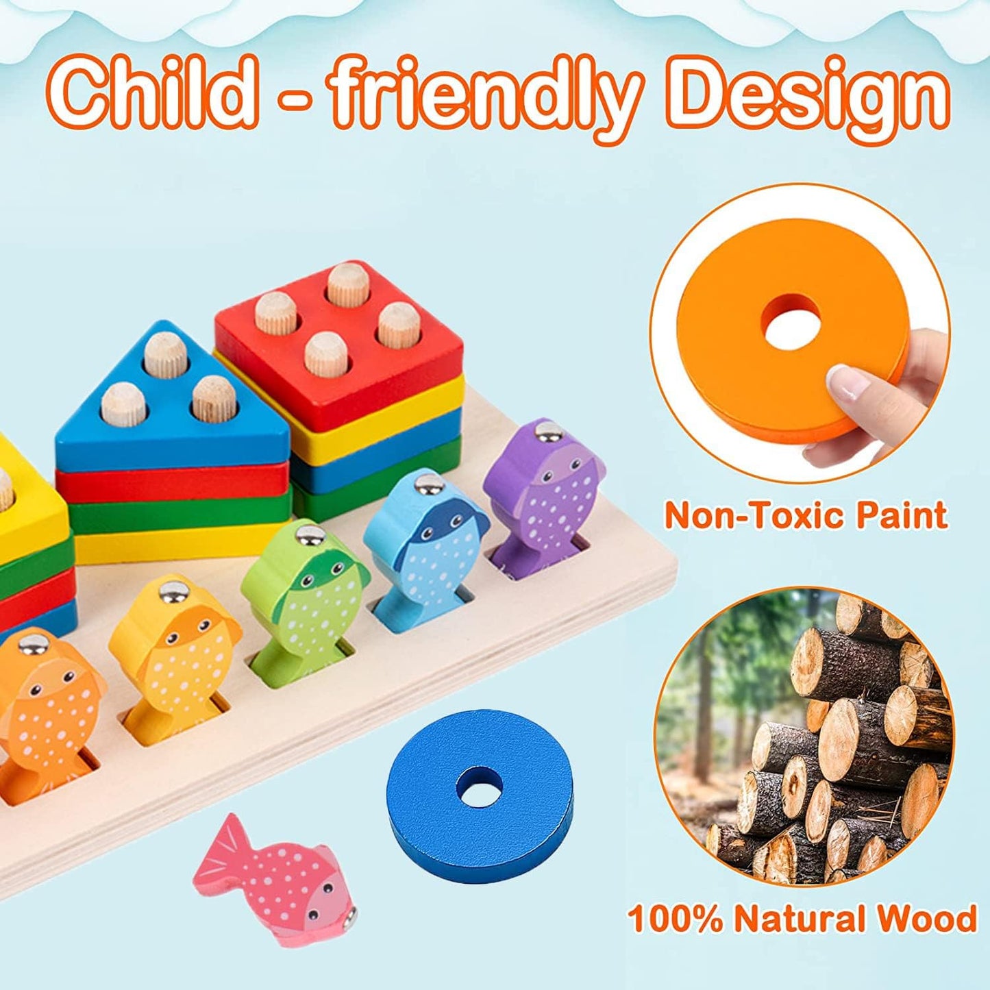 2 in 1 Fishing Column 6 fishes and 4 shapes