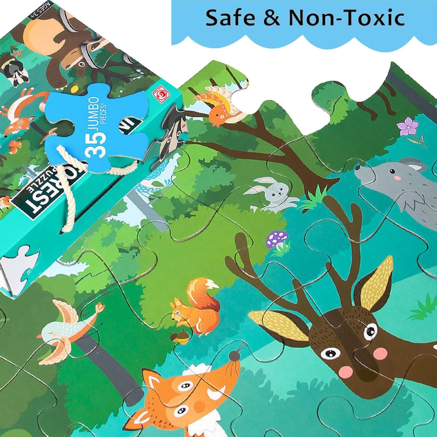 35 Pcs In The Forest Jumbo Floor Puzzle for Kids (Ages 3+) | Educational Large Jigsaw Animal Puzzle Toy for Toddlers MAS KIDZ