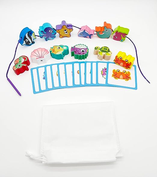 Sea Beading Wooden Lacing activity game