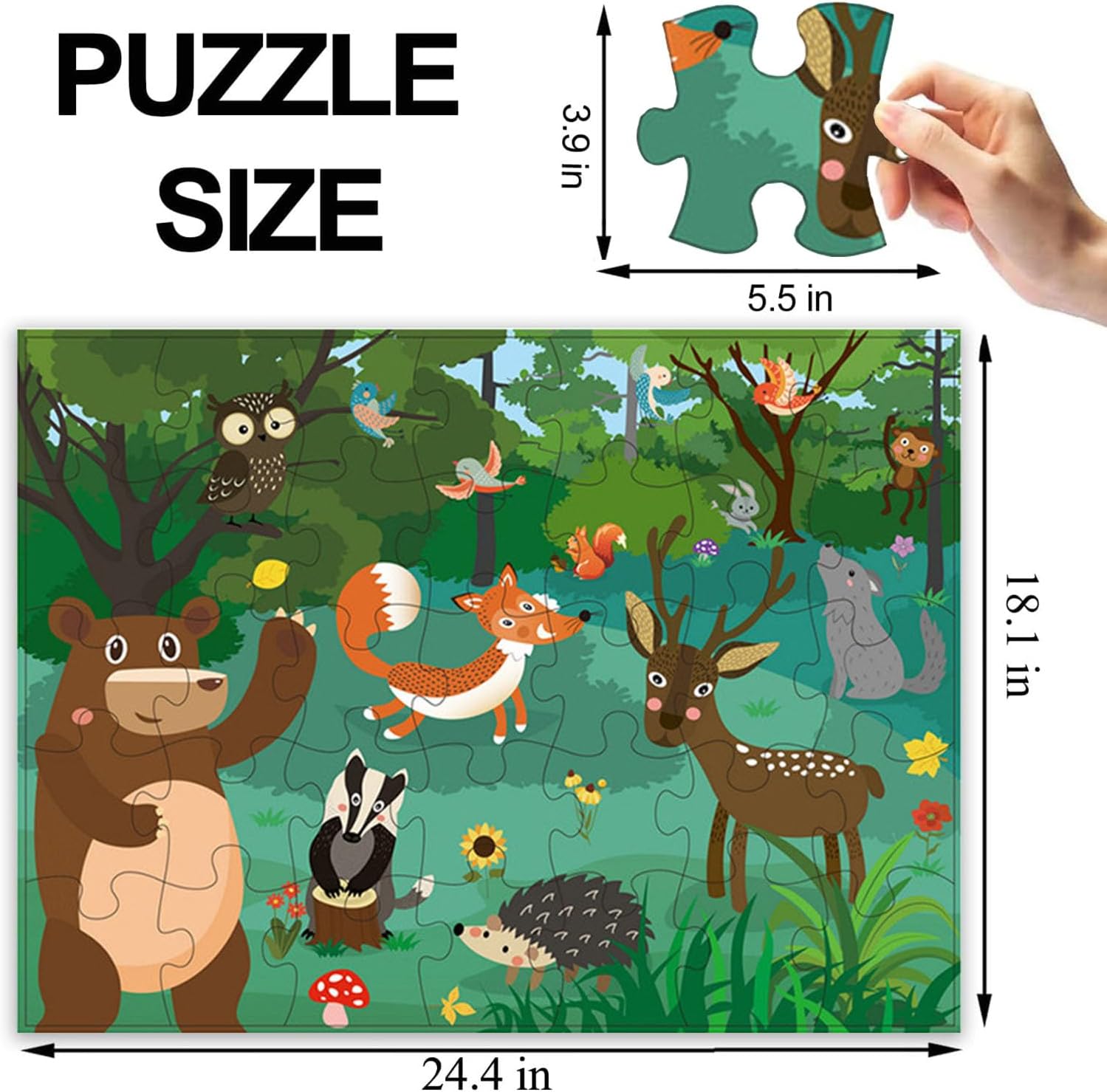 35 Pcs In The Forest Jumbo Floor Puzzle for Kids (Ages 3+) | Educational Large Jigsaw Animal Puzzle Toy for Toddlers MAS KIDZ