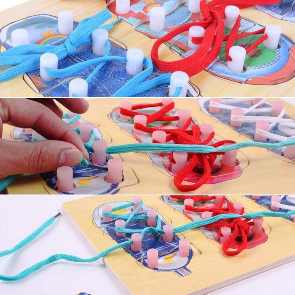 Shoe Lacing wooden puzzle Board